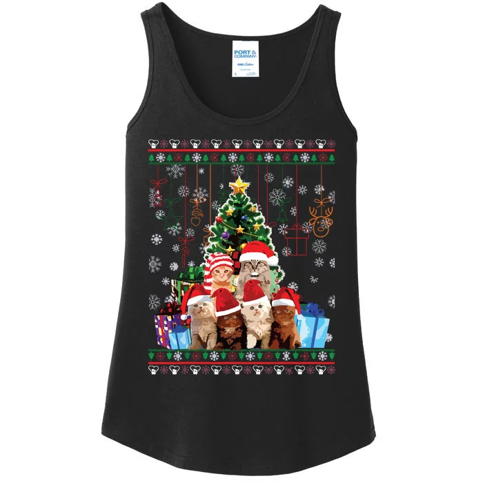 Cat Christmas Funny Ugly Women Merry Gift Ladies Essential Tank