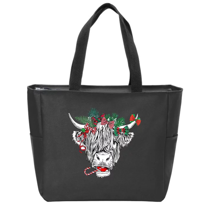 Christmas Cow Farmer Funny Xmas Holiday Lover Zip Tote Bag