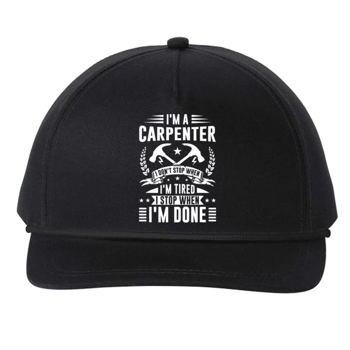 Cool Carpenter Funny Joiner Hard Work Woodworking Snapback Five-Panel Rope Hat