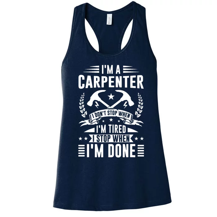 Cool Carpenter Funny Joiner Hard Work Woodworking Women's Racerback Tank