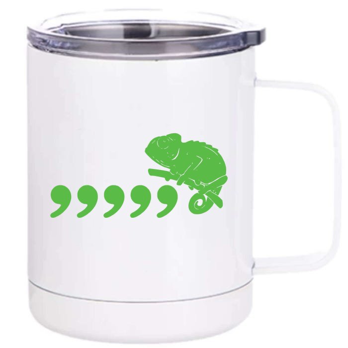 Comma Chameleon Funny Front & Back 12oz Stainless Steel Tumbler Cup