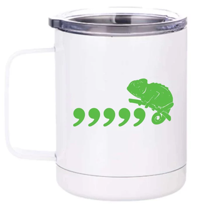 Comma Chameleon Funny Front & Back 12oz Stainless Steel Tumbler Cup