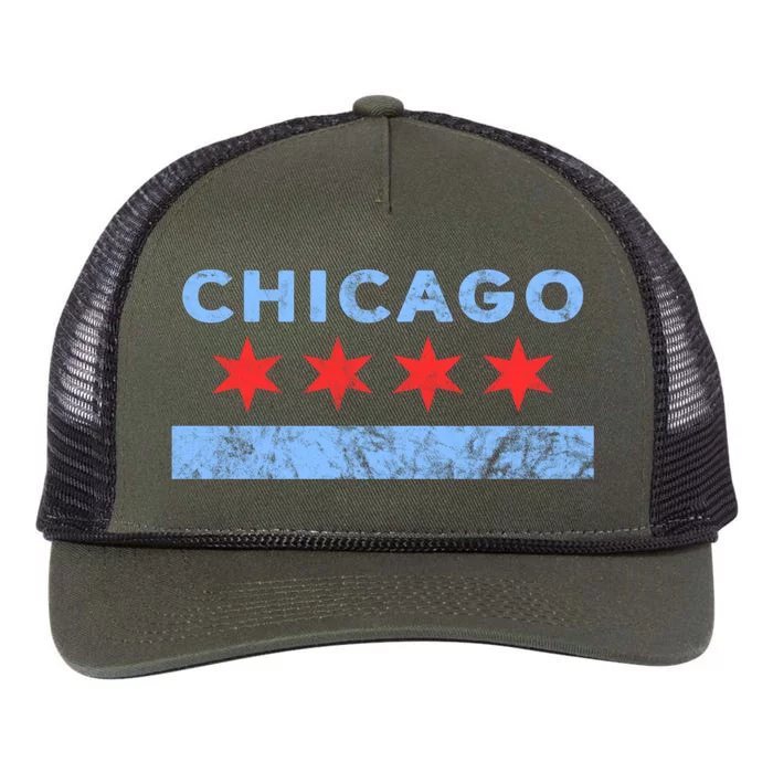 Chicago - Chicago Flag Sweatshirt Sweatshirt Retro Rope Trucker Hat Cap