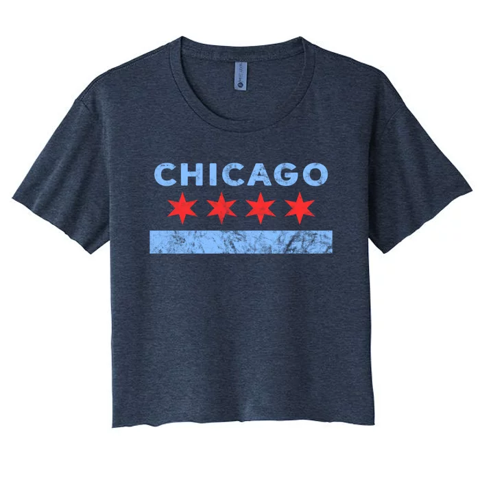 Chicago - Chicago Flag Sweatshirt Sweatshirt Women's Crop Top Tee