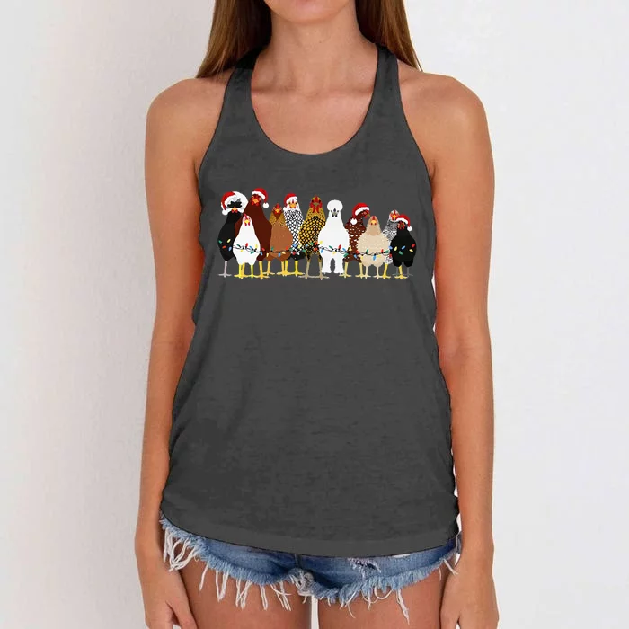 Christmas Chickens Farm Heifer Christmas Women's Knotted Racerback Tank