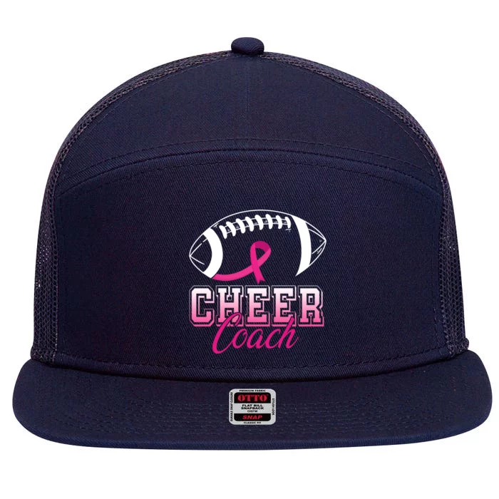 Cheer Coach Football Breast Cancer Awareness 7 Panel Mesh Trucker Snapback Hat