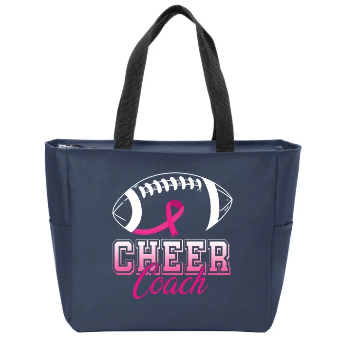 Cheer Coach Football Breast Cancer Awareness Zip Tote Bag