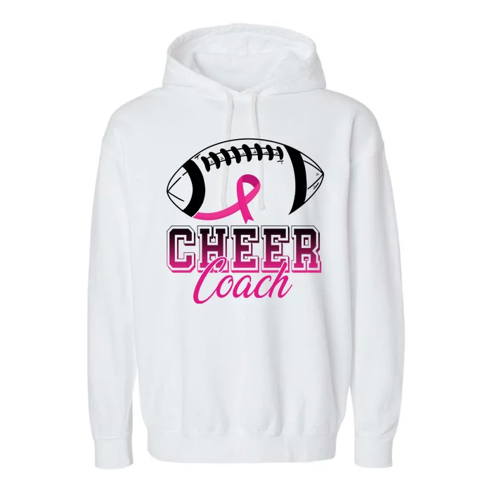 Cheer Coach Football Breast Cancer Awareness Garment-Dyed Fleece Hoodie