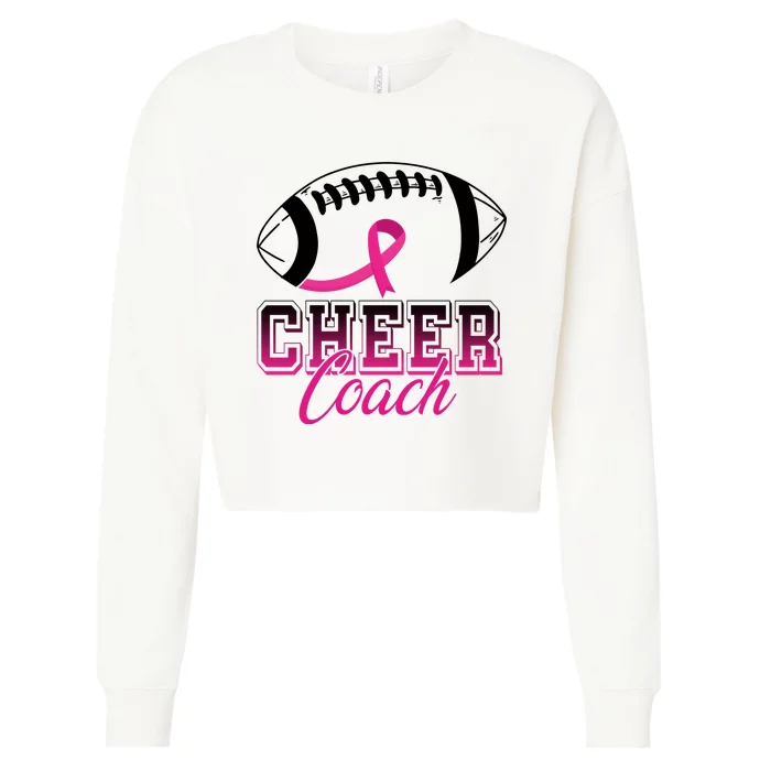 Cheer Coach Football Breast Cancer Awareness Cropped Pullover Crew