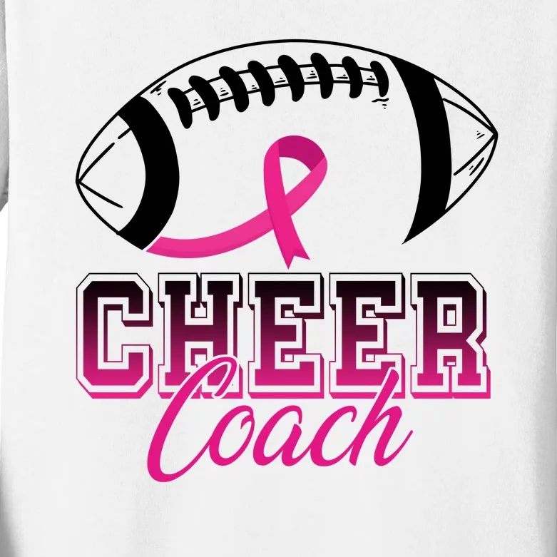 Cheer Coach Football Breast Cancer Awareness Kids Long Sleeve Shirt