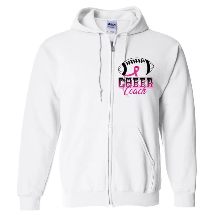 Cheer Coach Football Breast Cancer Awareness Full Zip Hoodie