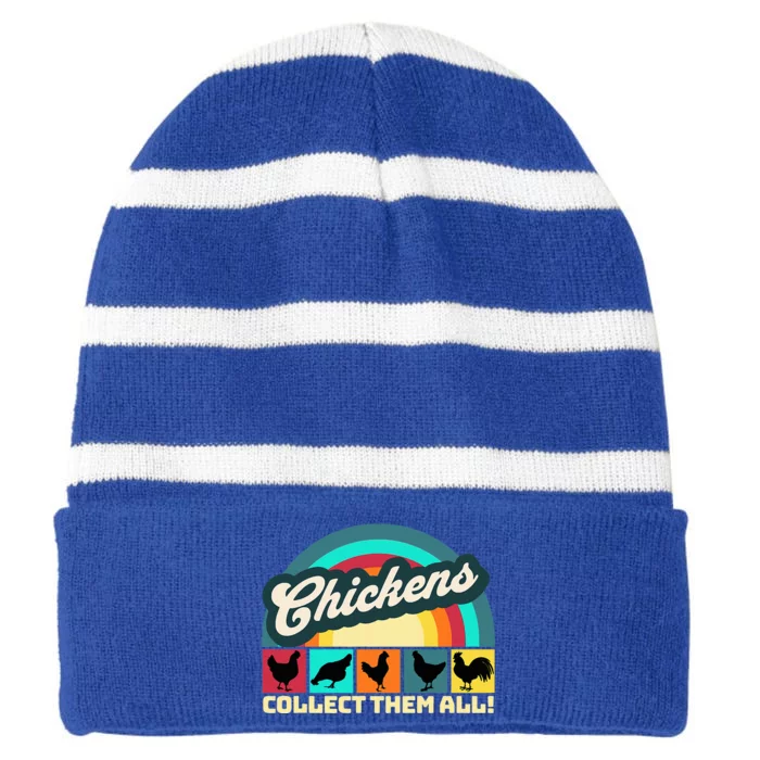 Chicken Collector Farm Life Striped Beanie with Solid Band