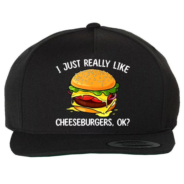 Cool Cheeseburger For Women Cheese Burger Lovers Wool Snapback Cap