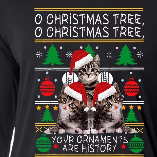 Cats Christmas Funny Ornaments Pajama Family Gift Cooling Performance Long Sleeve Crew