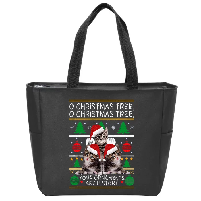 Cats Christmas Funny Ornaments Pajama Family Gift Zip Tote Bag