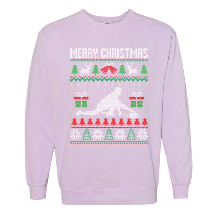 Christmas Curling Figure Xmas Sport Lover Ugly Sweater Gift Garment-Dyed Sweatshirt