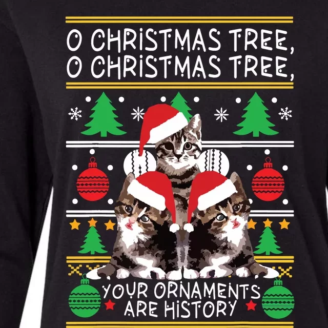 Cats Christmas Funny Ornaments Pajama Family Gift Womens Cotton Relaxed Long Sleeve T-Shirt