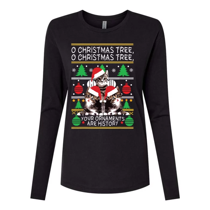 Cats Christmas Funny Ornaments Pajama Family Gift Womens Cotton Relaxed Long Sleeve T-Shirt