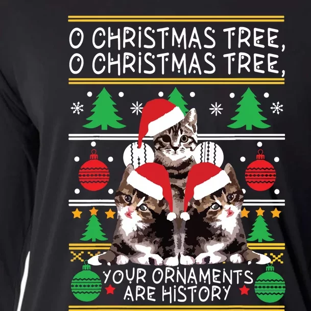 Cats Christmas Funny Ornaments Pajama Family Gift Cooling Performance Long Sleeve Crew