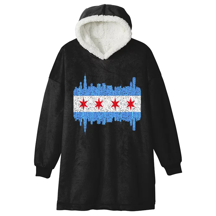 Chicago City Flag Vintage Hooded Wearable Blanket