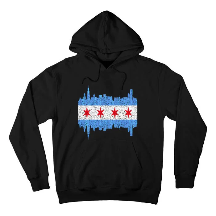 Chicago City Flag Vintage Tall Hoodie