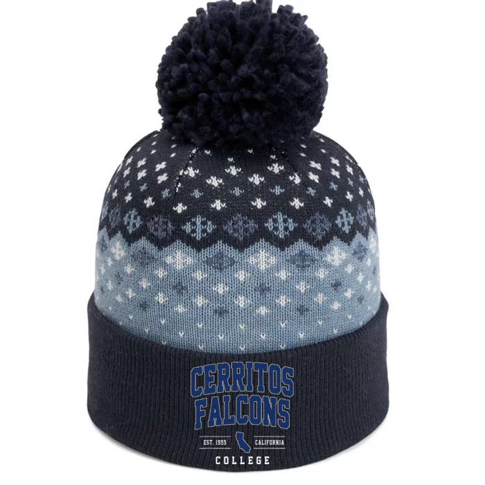 Cerritos College F.A.L.C.O.N.S Arch Vintage Design The Baniff Cuffed Pom Beanie