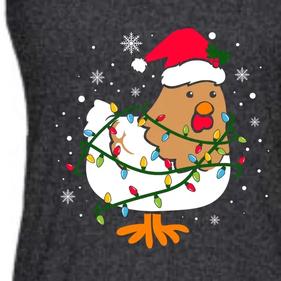 Chicken Christmas Funny Bird Funny Christmas Hat Christmas Lights Ladies Essential Flowy Tank