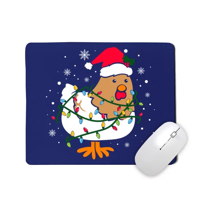 Chicken Christmas Funny Bird Funny Christmas Hat Christmas Lights Mousepad