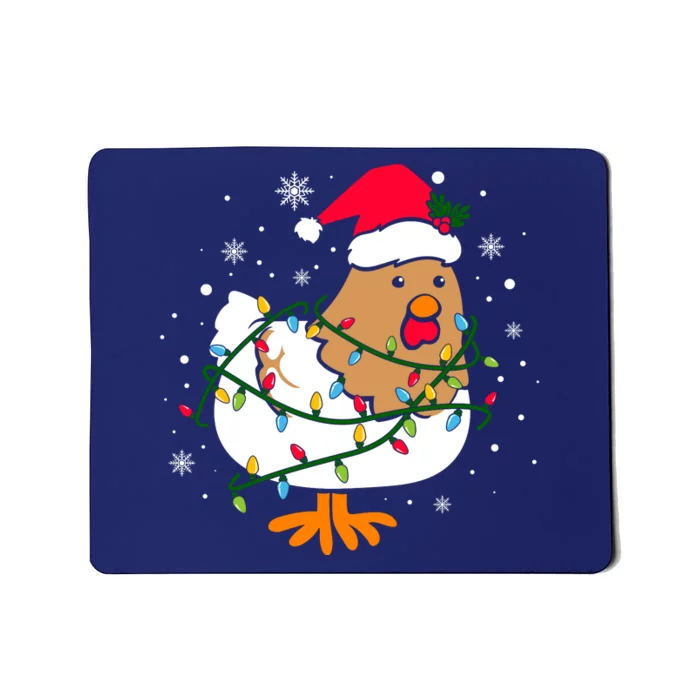 Chicken Christmas Funny Bird Funny Christmas Hat Christmas Lights Mousepad