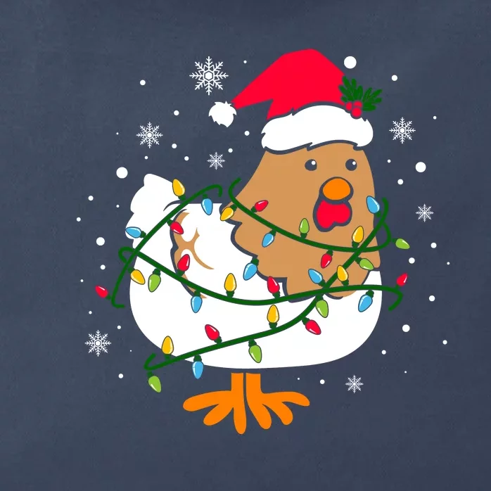 Chicken Christmas Funny Bird Funny Christmas Hat Christmas Lights Zip Tote Bag