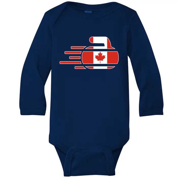 Canada Curling Fans Jersey Canadian Curlers Winter Sports Meaningful Gift Baby Long Sleeve Bodysuit