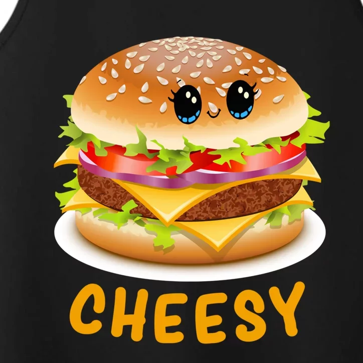 Cheesy Cute Funny Cheese Burger Food Pun Tee Gift Performance Tank