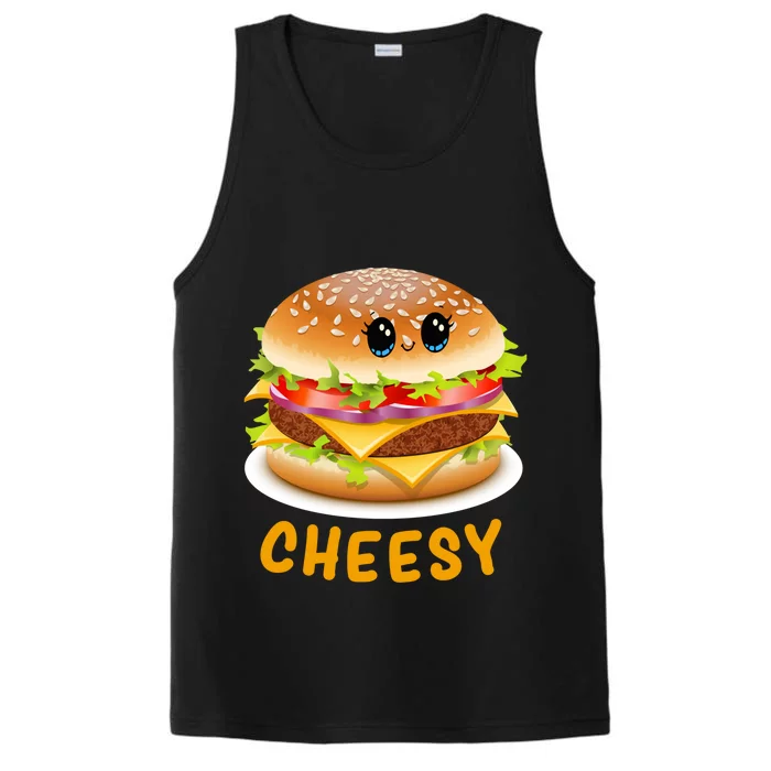 Cheesy Cute Funny Cheese Burger Food Pun Tee Gift Performance Tank