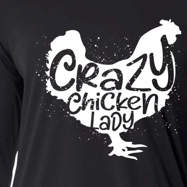 Cute Chicken Farmer Gift Funny Crazy Chicken Lady For Mom Cooling Performance Long Sleeve Crew