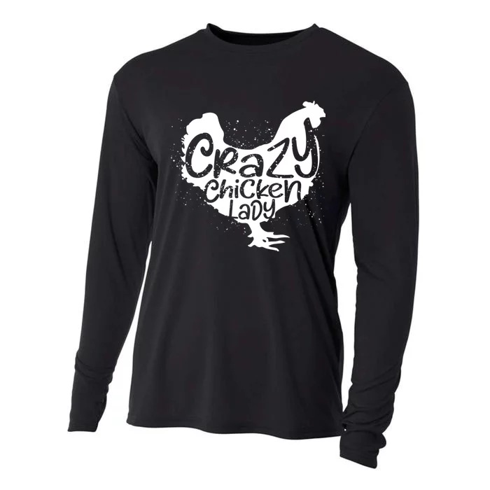 Cute Chicken Farmer Gift Funny Crazy Chicken Lady For Mom Cooling Performance Long Sleeve Crew