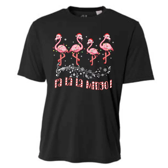 Candy Cane Flamingoes Fa La La Mingo Flamingo Christmas Gift Cooling Performance Crew T-Shirt