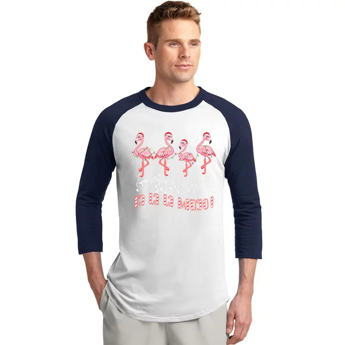 Candy Cane Flamingoes Fa La La Mingo Flamingo Christmas Gift Baseball Sleeve Shirt