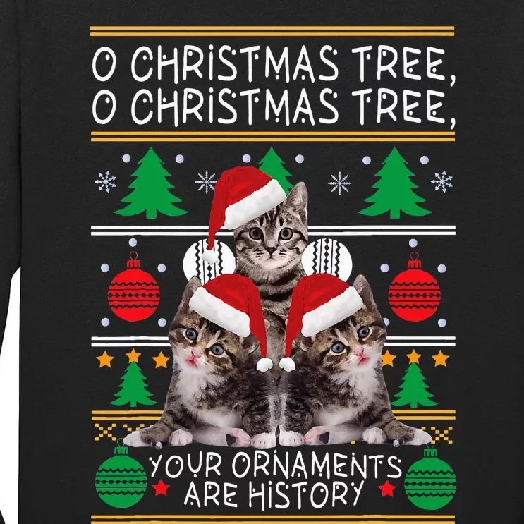 Cats Christmas Funny Ornaments Pajama Family Gift Tall Long Sleeve T-Shirt