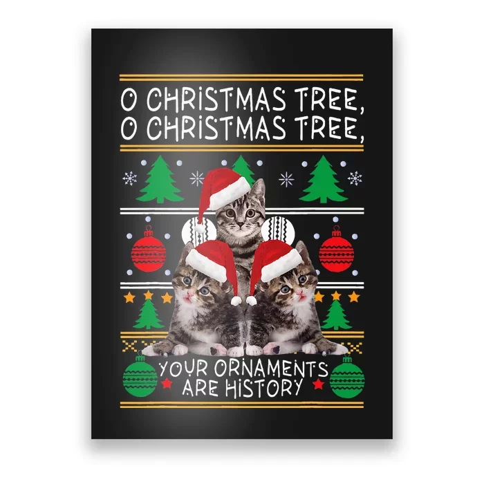 Cats Christmas Funny Ornaments Pajama Family Gift Poster