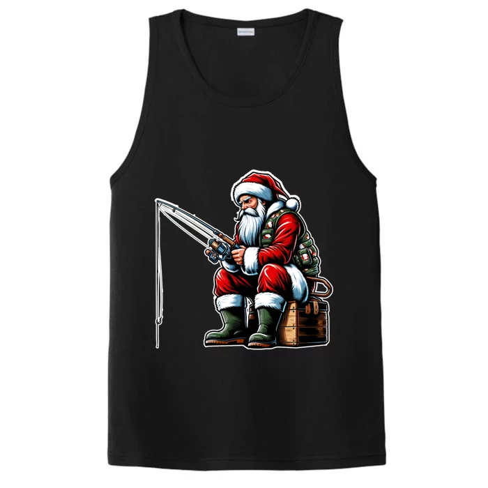 Christmas Costume Fisherman Fishing Funny Cool Santa Xmas Performance Tank