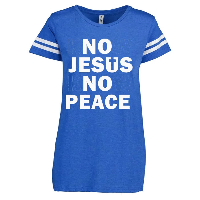 Christian Cross Faith Know Peace Know Jesus Enza Ladies Jersey Football T-Shirt