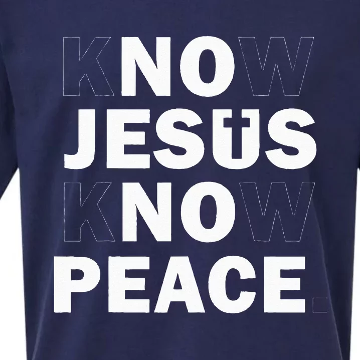 Christian Cross Faith Know Peace Know Jesus Sueded Cloud Jersey T-Shirt