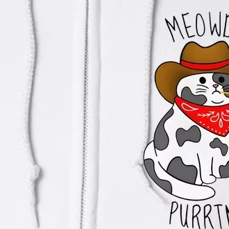 Cowboy Cat Funny Meowdy Purrtner Western Sarcastic Partner Full Zip Hoodie