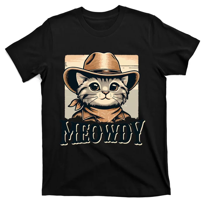 Cat Cowboy Funny Mashup Meowdy Western Country Music Cat T-Shirt