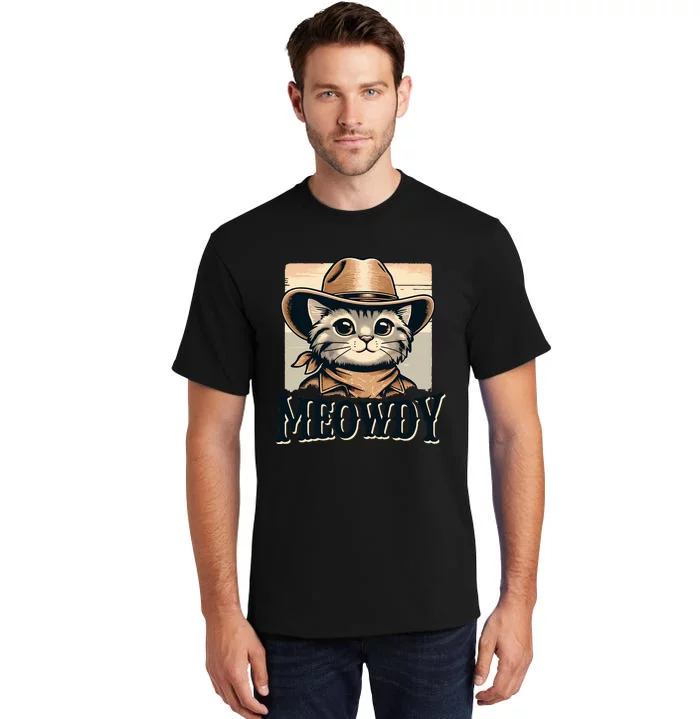 Cat Cowboy Funny Mashup Meowdy Western Country Music Cat Tall T-Shirt