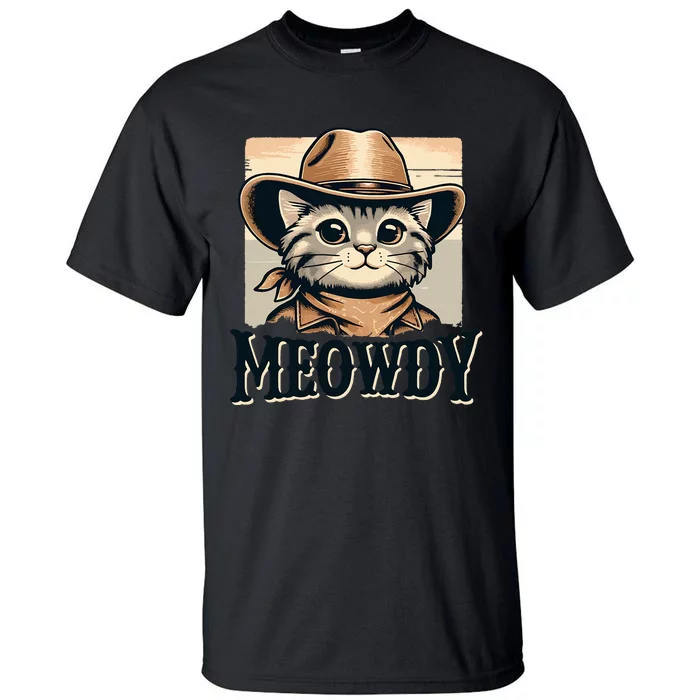 Cat Cowboy Funny Mashup Meowdy Western Country Music Cat Tall T-Shirt