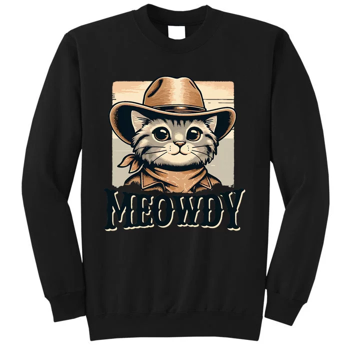 Cat Cowboy Funny Mashup Meowdy Western Country Music Cat Tall Sweatshirt