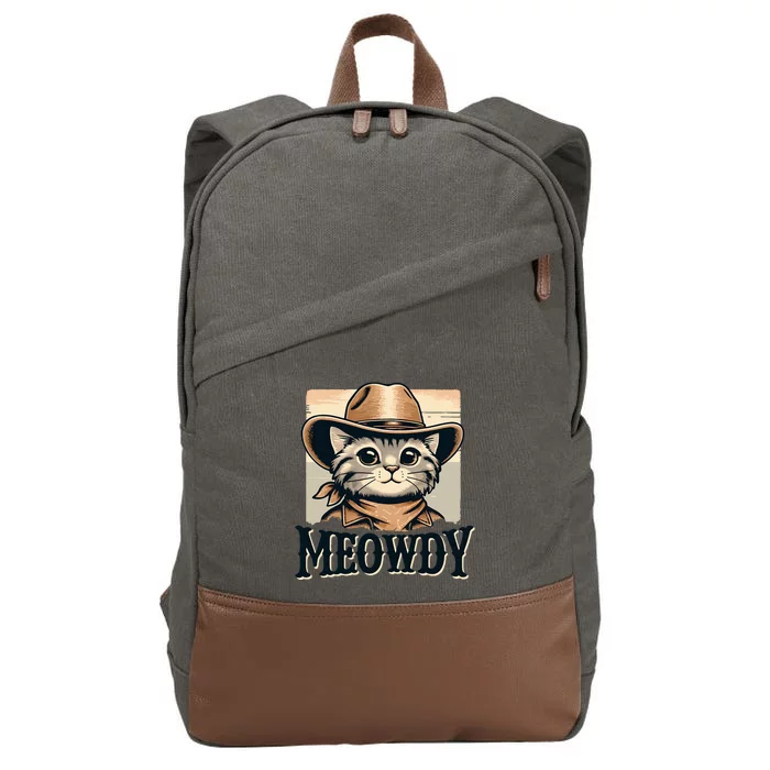 Cat Cowboy Funny Mashup Meowdy Western Country Music Cat Cotton Canvas Backpack