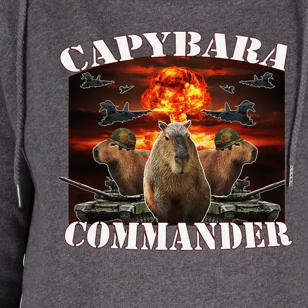 Capybara Commander Funny Capybara Warrior Womens Funnel Neck Pullover Hood