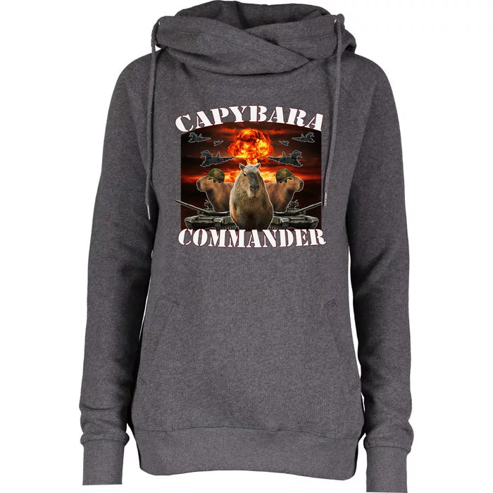 Capybara Commander Funny Capybara Warrior Womens Funnel Neck Pullover Hood